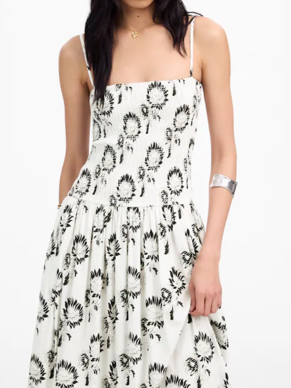 ☀️ New! MADEWELL Graphic Smocked Maxi Dress in White